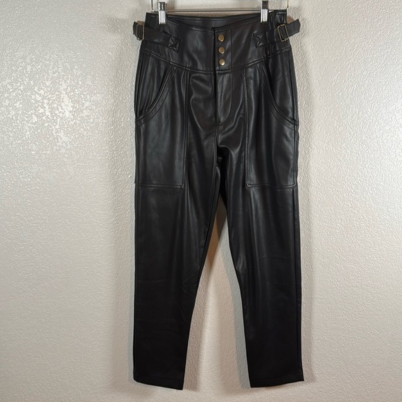 Young Fabulous & Broke Black Vegan Leather Hight Waisted Pants Size Small - Picture 1 of 8